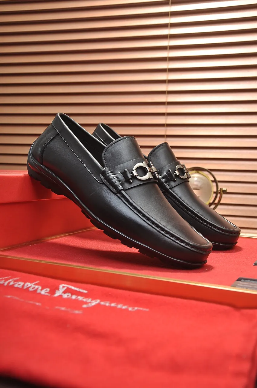 Men's shoes 💰480💶 [Ferragamo/Ferragamo] The latest model in the counter. Original imported open-sided fine cowhide hand-woven + imported 🐂 cowhide + original luxury metal buckle + original combination outsole. No pressure in comparison 38--44🎉